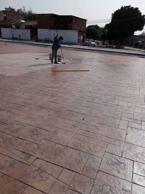 浙江海宁街心绿化与景观道路压花地坪艺术压模路面施工探索